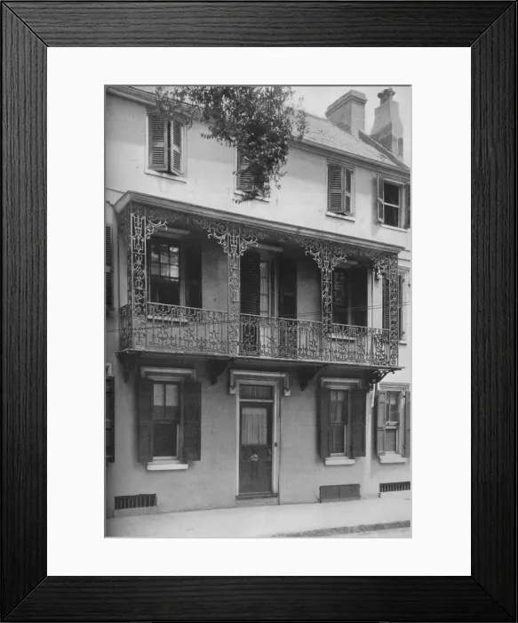 Framed Print : A second storey veranda: wrought iron, Rococo design, 1926 Framed Print : A second storey veranda: wrought iron, Rococo design, 1926