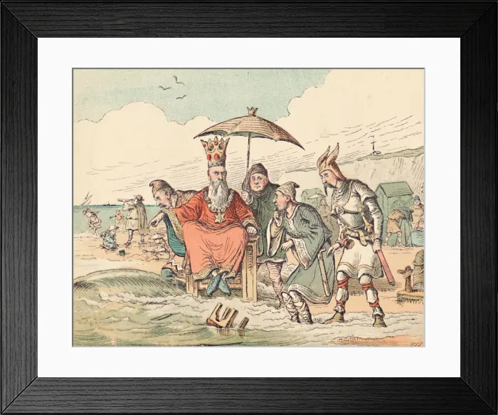 Framed Print : Canute and his Courtiers, c1884. Artist: Thomas Strong Seccombe Framed Print : Canute and his Courtiers, c1884. Artist: Thomas Strong Seccombe
