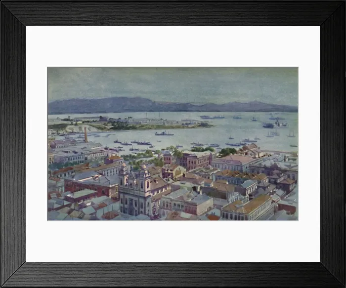 Framed Print : A bit of Rio with the Ilha das Cobras and the Ilha Fiscal, 1914 Framed Print : A bit of Rio with the Ilha das Cobras and the Ilha Fiscal, 1914