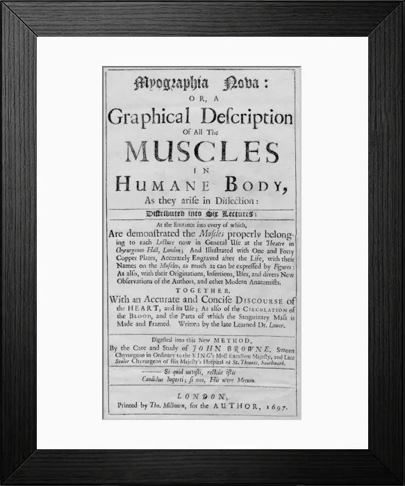 Framed Print : Myographia Nova: or a Graphical Description of all the Muscles in Humane Body, As they are in Disse Framed Print : Myographia Nova: or a Graphical Description of all the Muscles in Humane Body, As they are in Disse