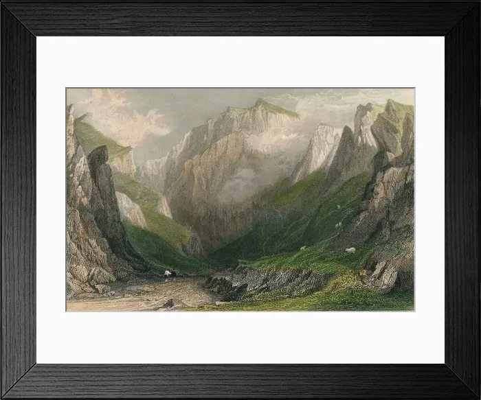 Framed Print : Vale of the Winnets, Derbyshire, 1837. Artist: John James Hinchliff Framed Print : Vale of the Winnets, Derbyshire, 1837. Artist: John James Hinchliff