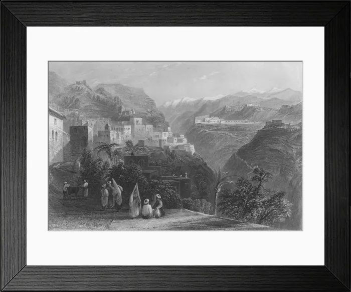 Framed Print : Der-El-Kamar, and the Palaces of Beteddein, 1837. Artist: Thomas Abiel Prior Framed Print : Der-El-Kamar, and the Palaces of Beteddein, 1837. Artist: Thomas Abiel Prior