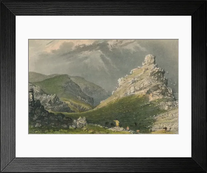 Framed Print : The Valley of Rocks, Near Linton, Devonshire, 1831. Artist: Joseph Wilson Lowry Framed Print : The Valley of Rocks, Near Linton, Devonshire, 1831. Artist: Joseph Wilson Lowry