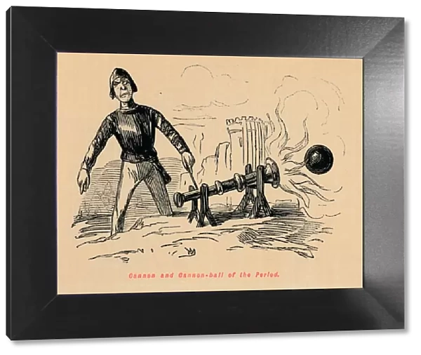 Cannon and Cannon-ball of the Period, . Artist: John Leech