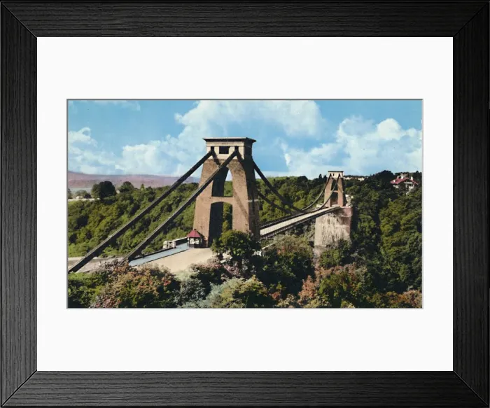 Framed Print : Clifton Suspension Bridge from the Observatory, c1940s Framed Print : Clifton Suspension Bridge from the Observatory, c1940s