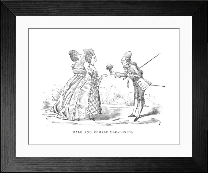 Framed Print : Male and Female Macaronies, c1870 Framed Print : Male and Female Macaronies, c1870