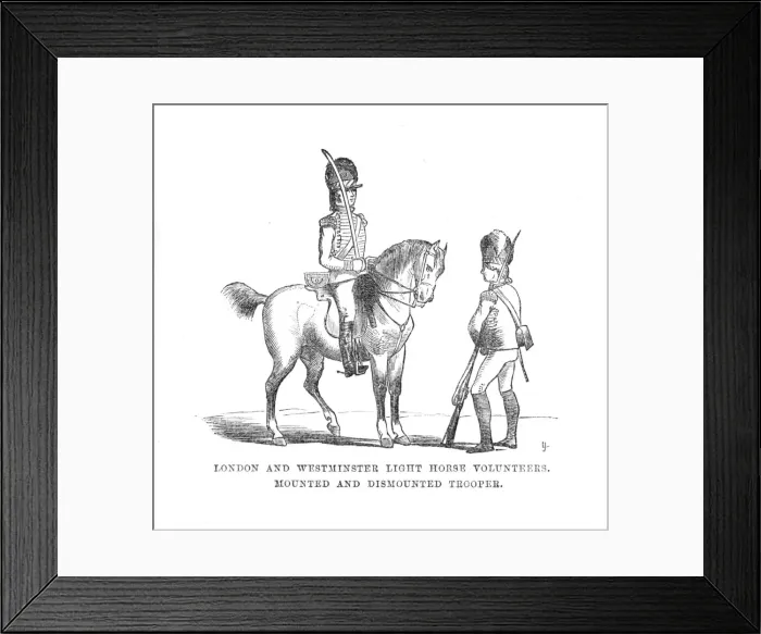 Framed Print : London and Westminster Light Horse Volunteers. Mounted and Dismounted Trooper, c1870 Framed Print : London and Westminster Light Horse Volunteers. Mounted and Dismounted Trooper, c1870