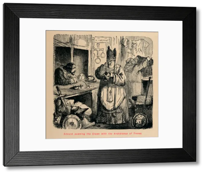 Framed Print : Edward pawning the Crown with the Archbishop of Treves, c1860, (c1860). Artist: John Leech Framed Print : Edward pawning the Crown with the Archbishop of Treves, c1860, (c1860). Artist: John Leech