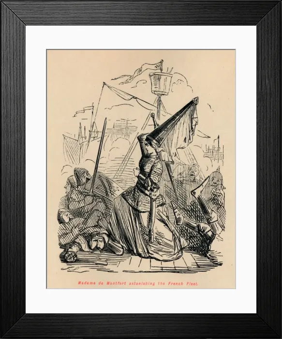 Framed Print : Madame de Montfort astonishing the French Fleet, c1860, (c1860). Artist: John Leech Framed Print : Madame de Montfort astonishing the French Fleet, c1860, (c1860). Artist: John Leech