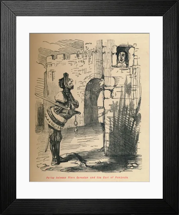 Framed Print : Parley between Piers Gaveston and the Earl of Pembroke. c1860, (c1860). Artist: John Leech Framed Print : Parley between Piers Gaveston and the Earl of Pembroke. c1860, (c1860). Artist: John Leech