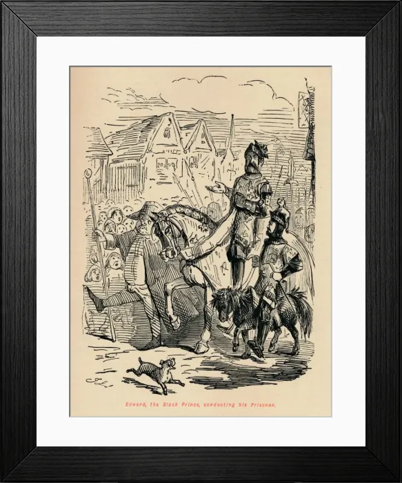 Framed Print : Edward the Black Prince, conducting his Prisoner, c1860, (c1860). Artist: John Leech