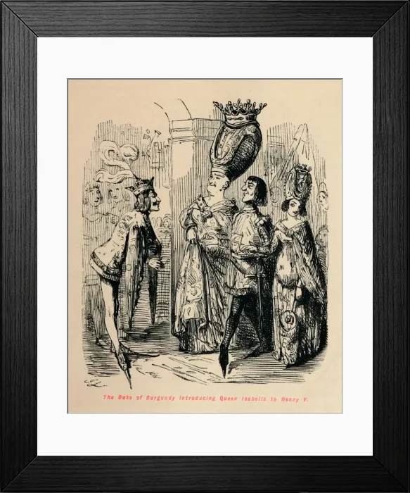 Framed Print : The Duke of Burgundy introducing Queen Isabella to Henry V, c1860, (c1860). Artist: John Leech Framed Print : The Duke of Burgundy introducing Queen Isabella to Henry V, c1860, (c1860). Artist: John Leech