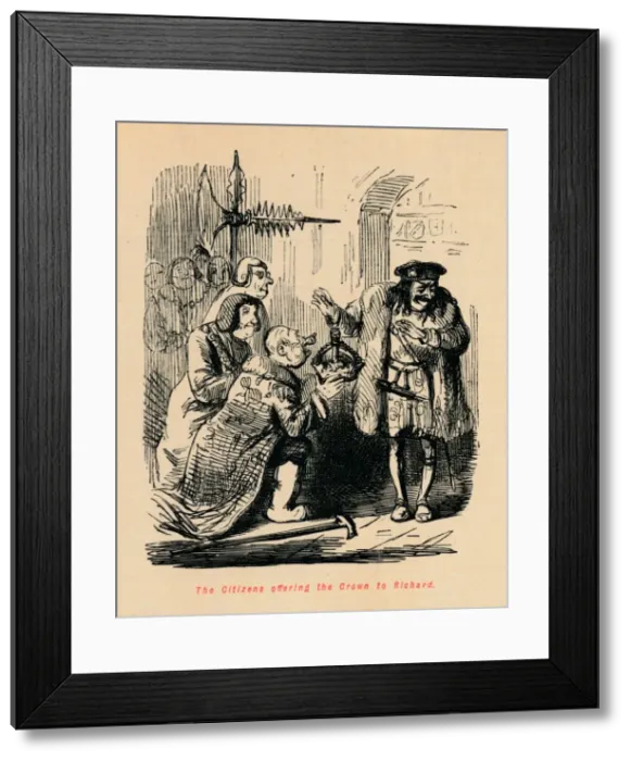 Framed Print : The Citizens offering the Crown to Richard. Artist: John Leech Framed Print : The Citizens offering the Crown to Richard. Artist: John Leech