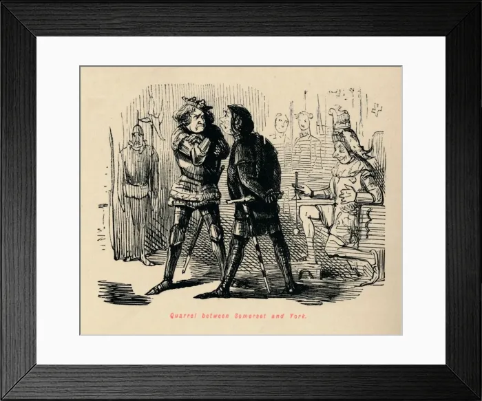 Framed Print : Quarrel between Somerset and York. Artist: John Leech Framed Print : Quarrel between Somerset and York. Artist: John Leech