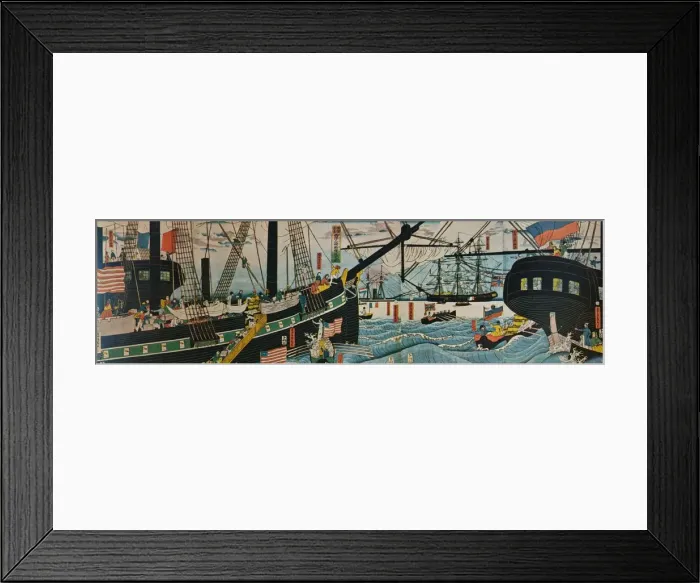 Framed Print : European Ships in a Japanese Harbour, c1860 Framed Print : European Ships in a Japanese Harbour, c1860