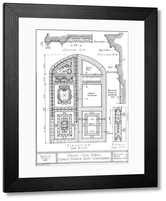 Framed Print : Great oak doors, Christ Church Gate, Canterbury, Kent, 1922. Artist: Howard Moise Framed Print : Great oak doors, Christ Church Gate, Canterbury, Kent, 1922. Artist: Howard Moise