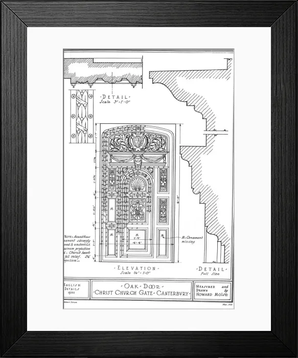 Framed Print : Oak door, Christ Church Gate, Canterbury, Kent, 1922. Artist: Howard Moise Framed Print : Oak door, Christ Church Gate, Canterbury, Kent, 1922. Artist: Howard Moise
