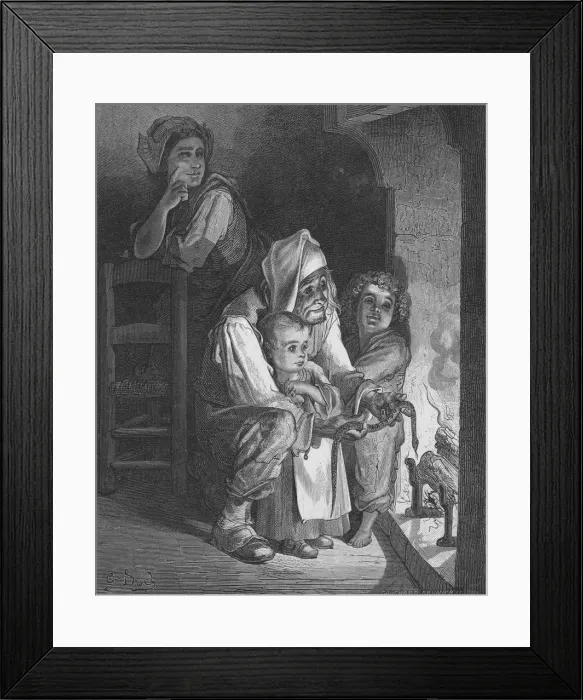 Framed Print : The Countryman and the Serpent, 1870. Artist: Gauchard Brunier Framed Print : The Countryman and the Serpent, 1870. Artist: Gauchard Brunier