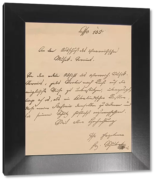 Letter from Franz Schubert to the Austrian Musical Union, c1820. Artist: Franz Peter Schubert
