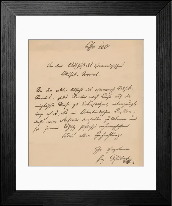 Framed Print : Letter from Franz Schubert to the Austrian Musical Union, c1820. Artist: Franz Peter Schubert Framed Print : Letter from Franz Schubert to the Austrian Musical Union, c1820. Artist: Franz Peter Schubert