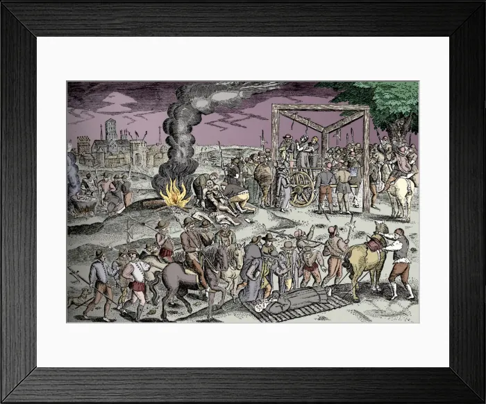 Framed Print : Martyrs at Smithfield, London, c1600 (1904) Framed Print : Martyrs at Smithfield, London, c1600 (1904)