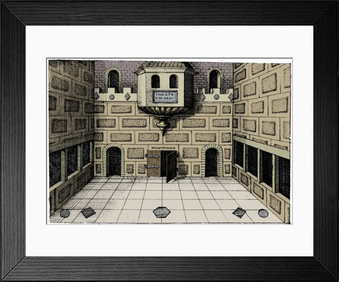 Framed Print : Interior of the Globe Theatre, Bankside, London, 1617-1619 Framed Print : Interior of the Globe Theatre, Bankside, London, 1617-1619