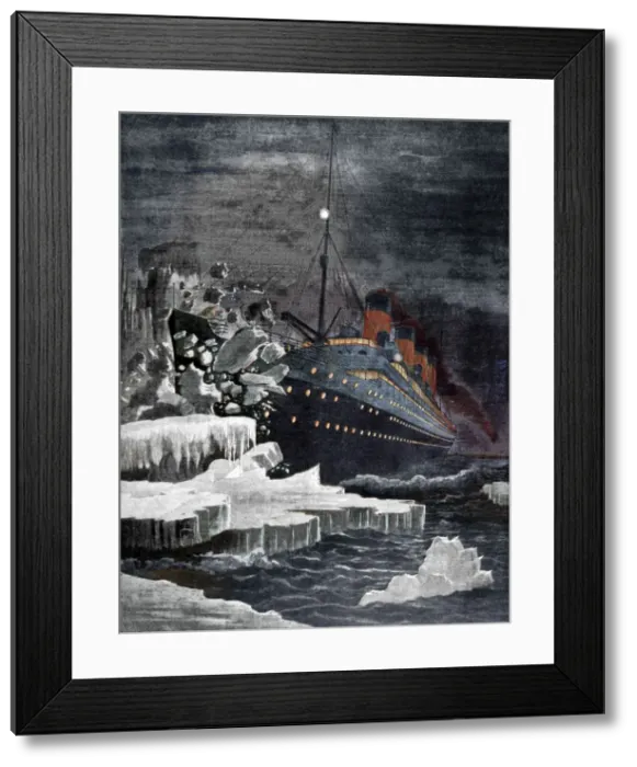 Framed Print : The Titanic colliding with an iceberg, 1912 Framed Print : The Titanic colliding with an iceberg, 1912