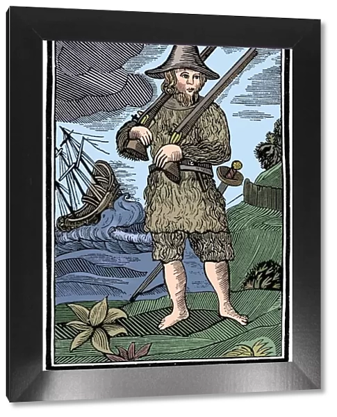 Robinson Crusoe, chapbook cut, 18th century (1964)