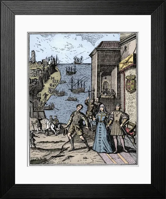 Framed Print : Columbus with Ferdinand and Isabella, (3rd August 1492), 1912 Framed Print : Columbus with Ferdinand and Isabella, (3rd August 1492), 1912