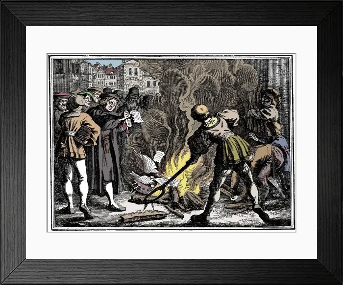 Framed Print : Martin Luther burning the Papal Bull, 1520 Framed Print : Martin Luther burning the Papal Bull, 1520