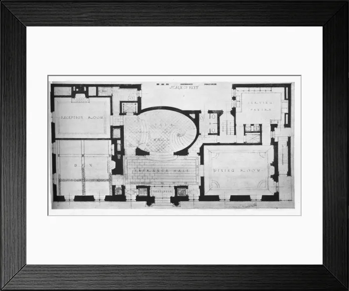 Framed Print : First floor plan, house of Mrs William Hayward, New York, 1922 Framed Print : First floor plan, house of Mrs William Hayward, New York, 1922