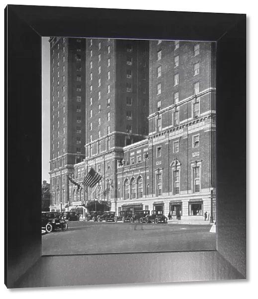 Detail of entrance front, Hotel Statler, Buffalo, New York, 1923