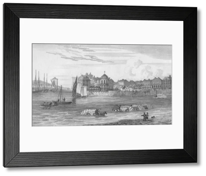 Framed Print : The Back of Bathing Houses, 1820. Artist: John Shury Framed Print : The Back of Bathing Houses, 1820. Artist: John Shury