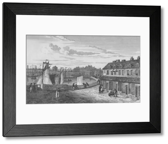 Framed Print : Marine Parade & Harbour, 1820. Artist: John Shury Framed Print : Marine Parade & Harbour, 1820. Artist: John Shury