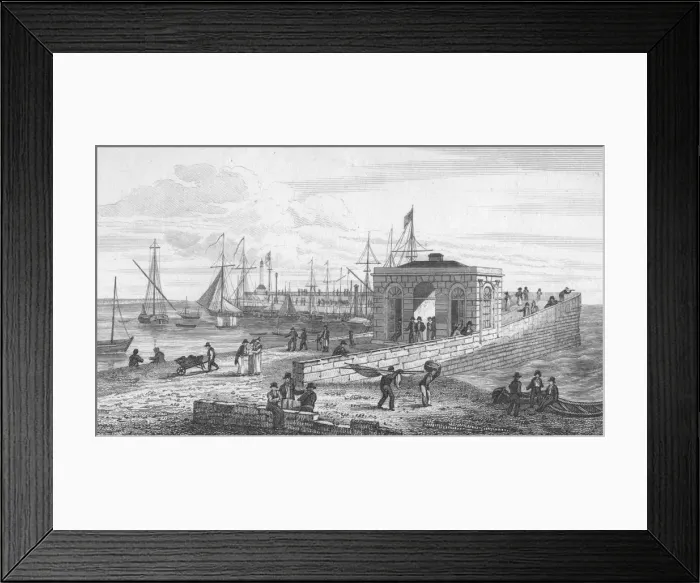 Framed Print : Droit Office & Pier, 1820. Artist: John Shury Framed Print : Droit Office & Pier, 1820. Artist: John Shury