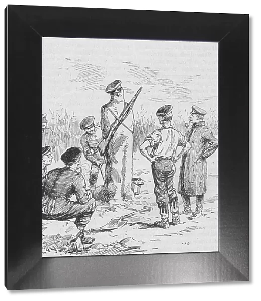 The German Soldiers Making Sentries Out of Clay, 1902. Artist: Evelyn Stuart Hardy