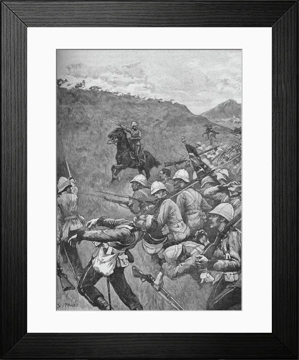 Framed Print : The Men Struggled On Through The Hail of Fire, 1902. Artist: Sidney E Paget Framed Print : The Men Struggled On Through The Hail of Fire, 1902. Artist: Sidney E Paget