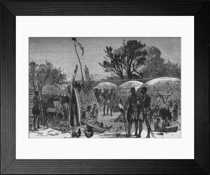 Framed Print : Interior of a Zuli Kraal on the Tugela River, c1880 Framed Print : Interior of a Zuli Kraal on the Tugela River, c1880
