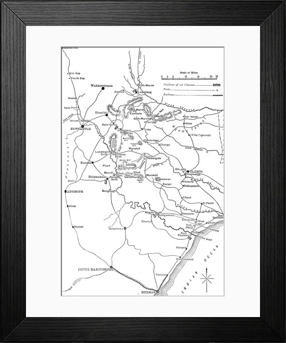 Framed Print : General Plan of the Operations in Zululand, 1879, c1880 Framed Print : General Plan of the Operations in Zululand, 1879, c1880