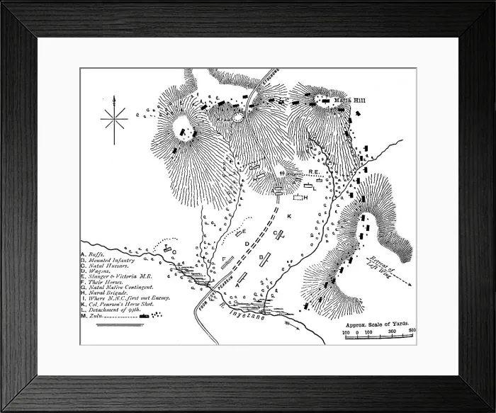 Framed Print : Plan of the Fight at Inyezane, (Jan. 22, 1879), c1880 Framed Print : Plan of the Fight at Inyezane, (Jan. 22, 1879), c1880
