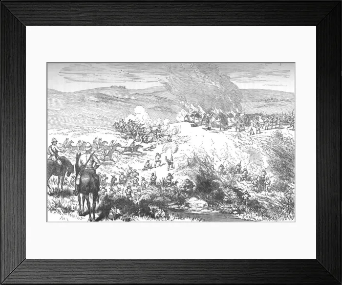 Framed Print : Fight Between the Galekas and the Fingoes at Butterworth River, Oct, 4, 1877, c1880 Framed Print : Fight Between the Galekas and the Fingoes at Butterworth River, Oct, 4, 1877, c1880