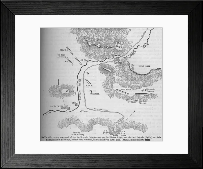 Framed Print : Plan of the Attack on Ali Musjid, (Nov. 21, 1878), c1880 Framed Print : Plan of the Attack on Ali Musjid, (Nov. 21, 1878), c1880