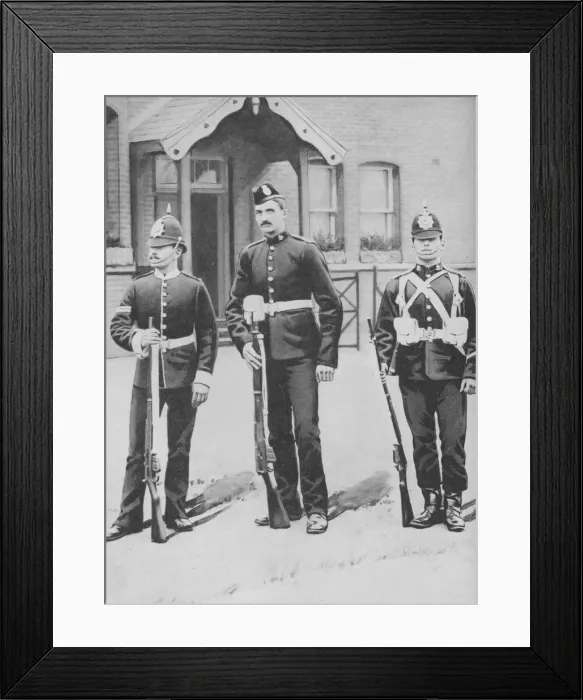 Framed Print : Corporal and Privates, the Buffs, c1880. Artist: Gregory & Co Framed Print : Corporal and Privates, the Buffs, c1880. Artist: Gregory & Co