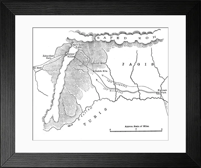 Framed Print : Map Showing March of General Roberts to Peiwar Kotal (Nov. 28 to Dec. 1, 1878), c1880 Framed Print : Map Showing March of General Roberts to Peiwar Kotal (Nov. 28 to Dec. 1, 1878), c1880