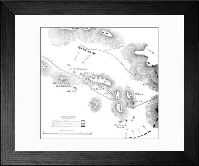 Framed Print : Plan of the Action at Ahmed Kheyl, near Ghazni (April 19, 1880), c1880 Framed Print : Plan of the Action at Ahmed Kheyl, near Ghazni (April 19, 1880), c1880