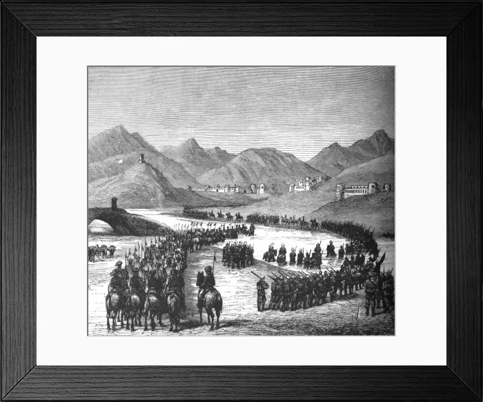 Framed Print : General Rosss Division crossing the Logar River on its way to meet Sir Donald Stewart, c1880 Framed Print : General Rosss Division crossing the Logar River on its way to meet Sir Donald Stewart, c1880