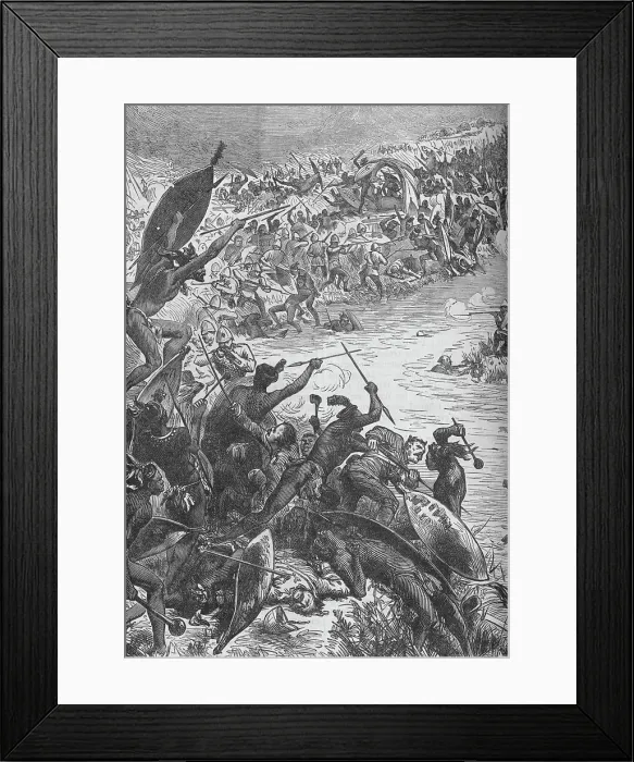 Framed Print : Attack of the Zulus on the Escort of the Eightieth Regiment at the Intombe River, 1879, (c1880) Framed Print : Attack of the Zulus on the Escort of the Eightieth Regiment at the Intombe River, 1879, (c1880)