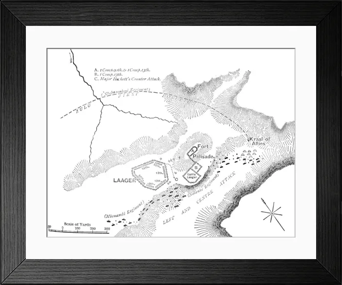 Framed Print : Plan of the Battle of Kambula, (March 29, 1879), c1880 Framed Print : Plan of the Battle of Kambula, (March 29, 1879), c1880