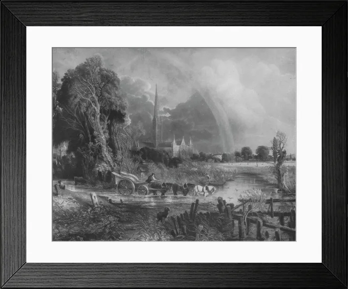 Framed Print : Salisbury Cathedral from the Meadows, 1831, (1917) Framed Print : Salisbury Cathedral from the Meadows, 1831, (1917)