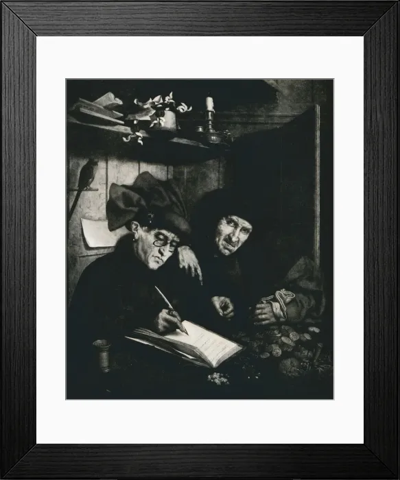 Framed Print : The Moneylenders, c1515, (1912). Artist: Quentin Metsys I Framed Print : The Moneylenders, c1515, (1912). Artist: Quentin Metsys I